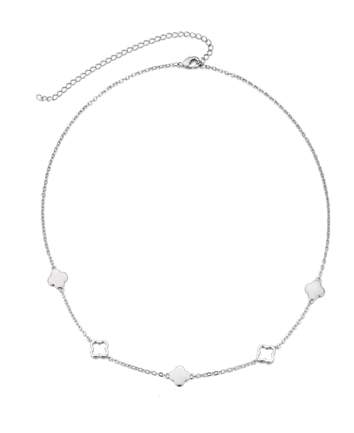 Adornia Silver Clover Station Necklace In Silver