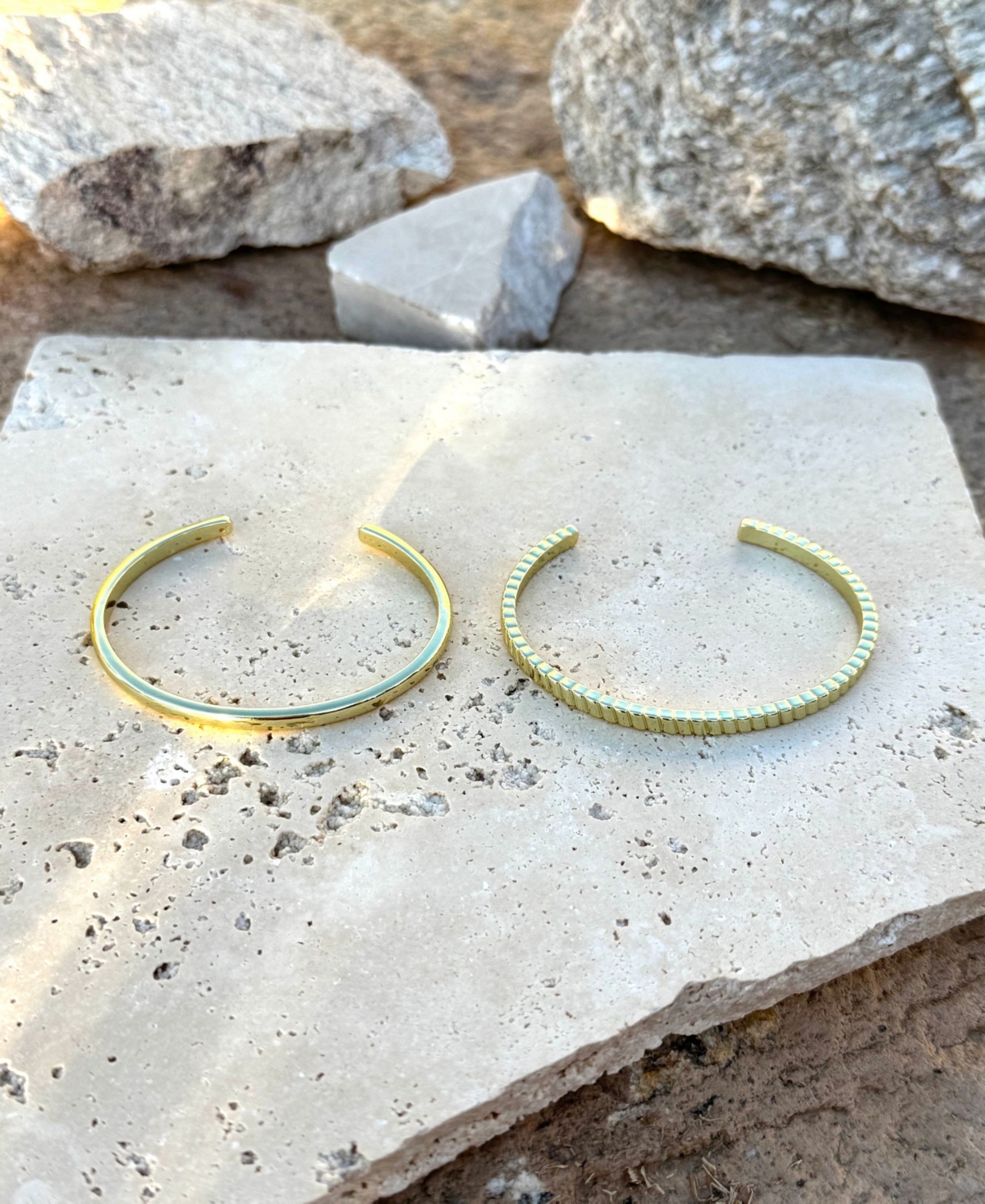 Adornia 14k Plated Cuff Bracelet Set In Gold