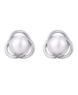Silver Freshwater Pearl Stud Earrings