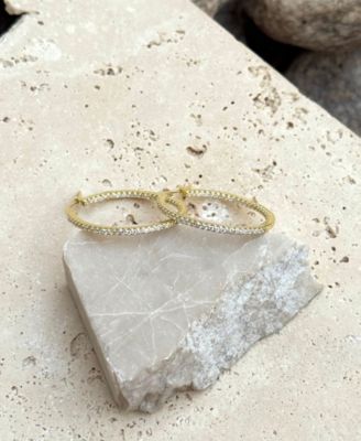 Gold CZ Infinity Hoop Earrings