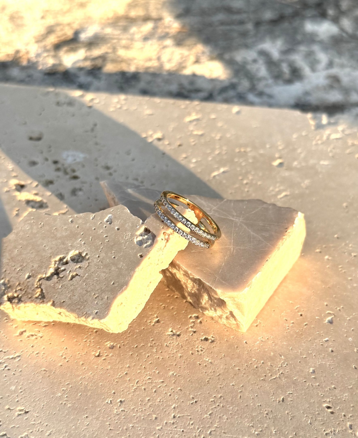 Adornia 14k Gold Plated Cubic Zirconia Double Band Ring In Gold