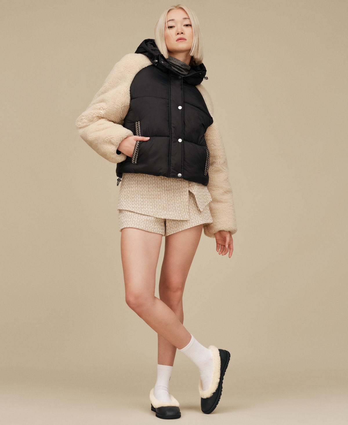 Ugg Women's Mykah Braid Trim Raglan Sleeve Puffer Jacket