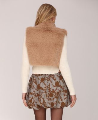 Women's Faux Fur Sleeveless Cropped Vest