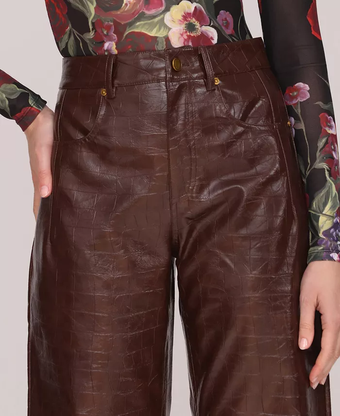 Women's Straight-Leg Faux Leather Pants - thumbnail 4