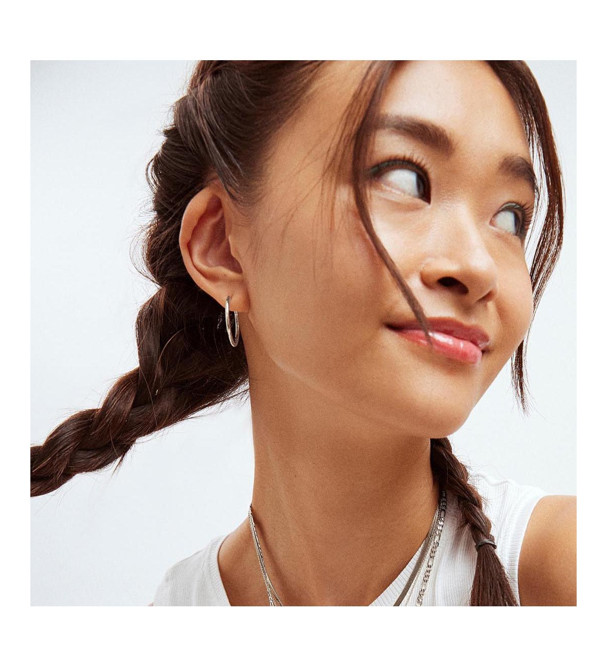 Ana Luisa Medium Slim Endless Hoops - Lo Medium Silver