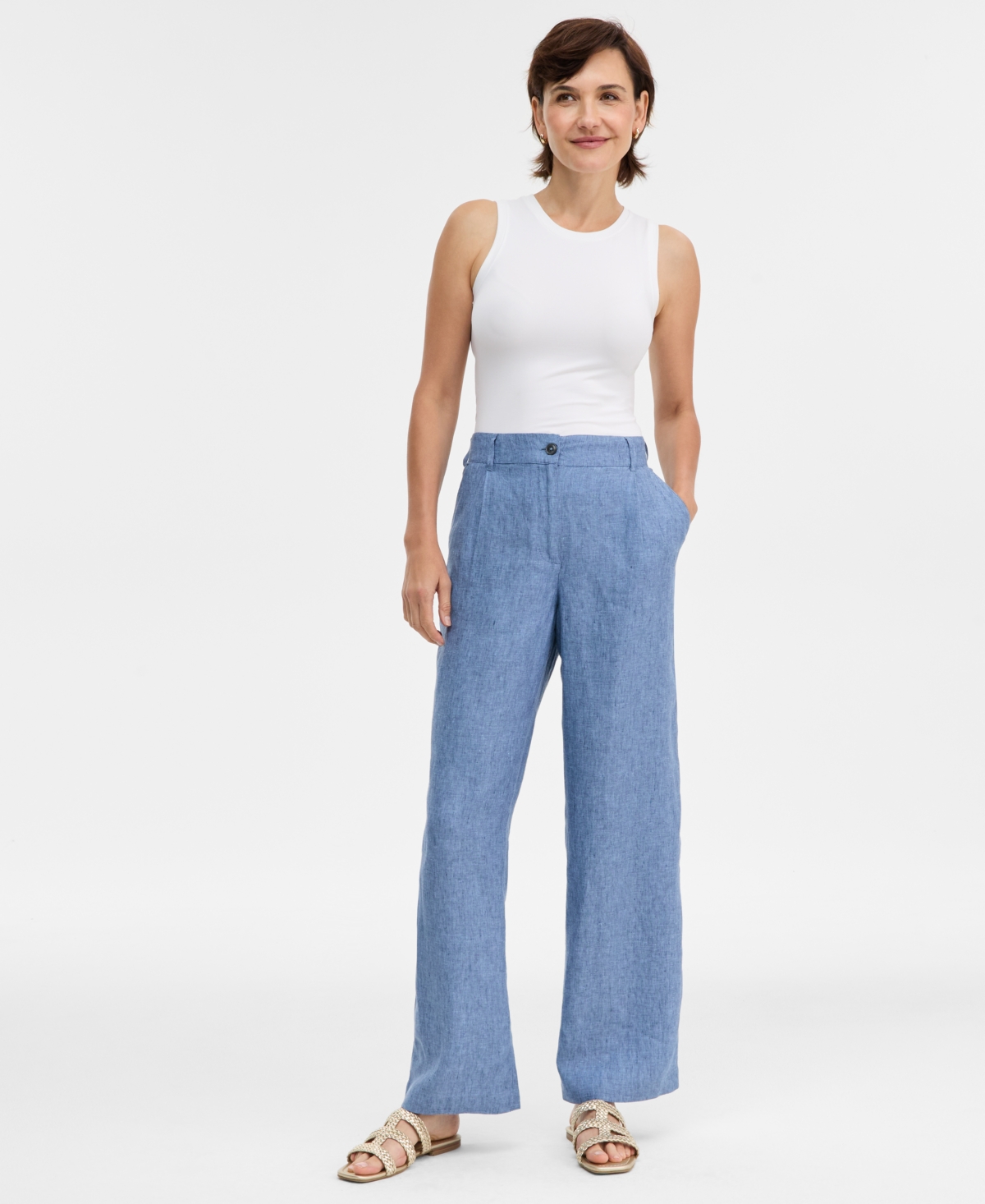 Charter Club Women's Wide-Leg 100% Linen Pants