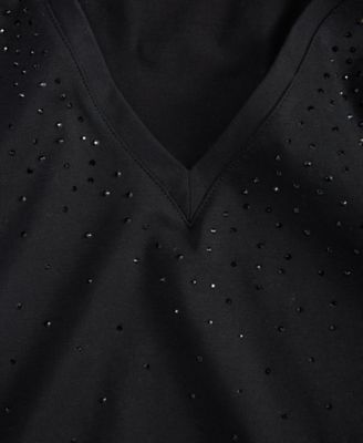 Plus Size V-Neck Rhinestone-Embellished Top, Macy's Exclusive