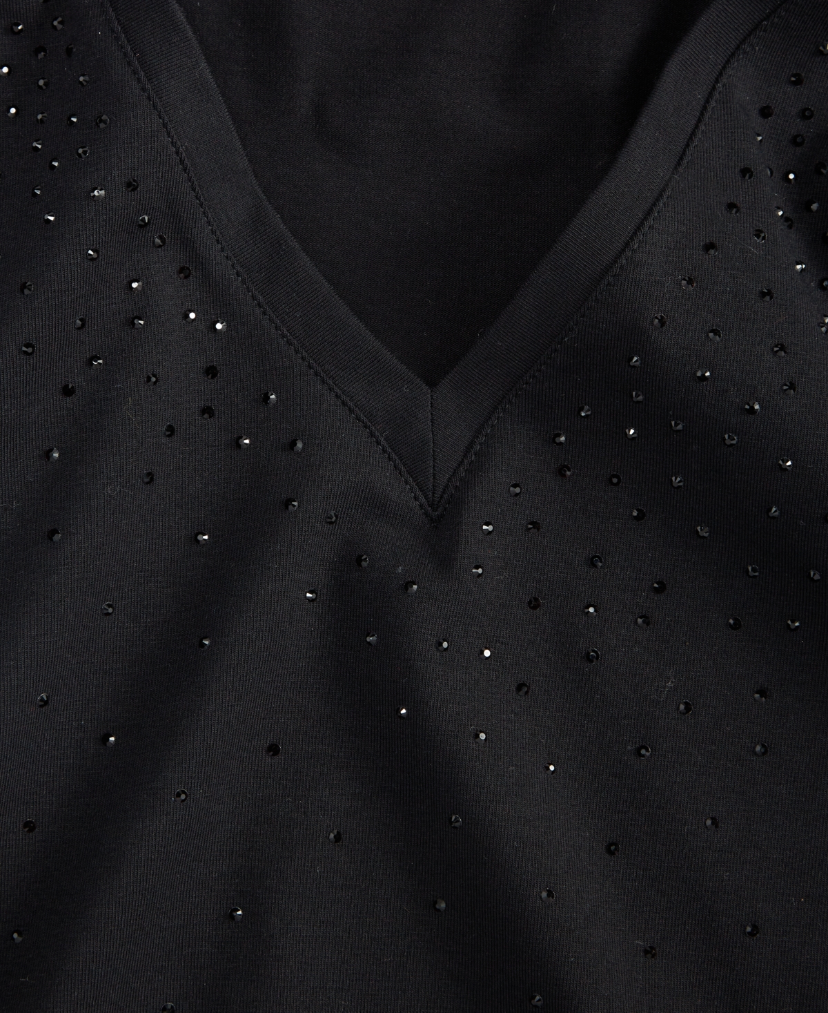 Inc International Concepts Plus Size V-neck Rhinestone-embellished Top, Macy's Exclusive In Black
