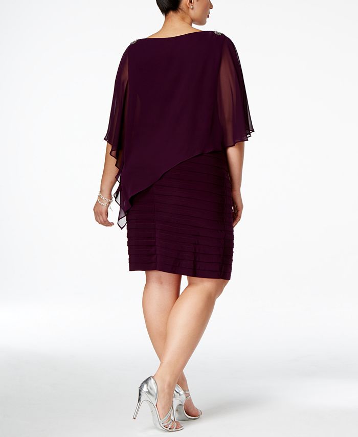 XSCAPE Plus Size Embellished Chiffon Overlay Dress - Macy's