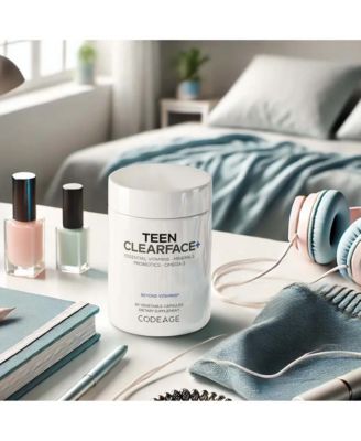 Teen Clearface Adolescent Face, Skin & Pimples, Vitamins A, C, D3, E, Pantothenic Acid, Niacin, Zinc Supplement Teenagers, 60 Capsules