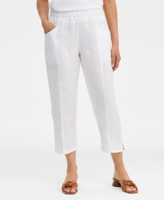 Women's 100% Linen Tapered-Seam Ankle Pants, Macy's Exclusive
