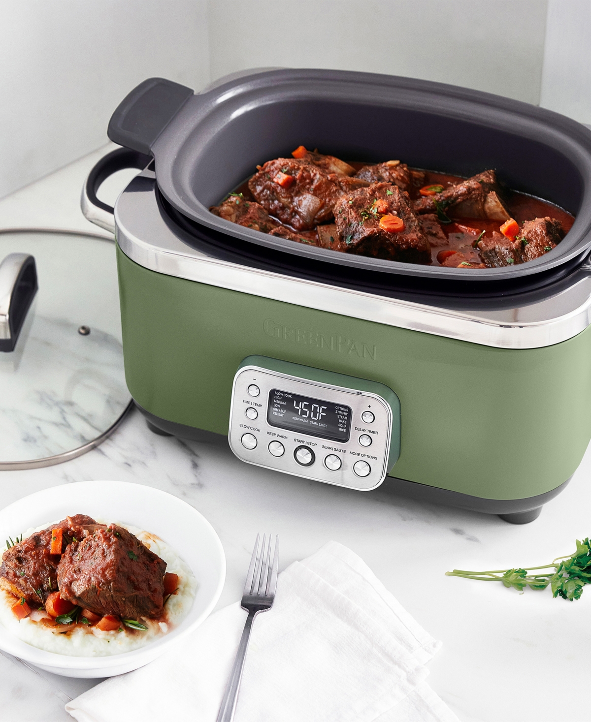 Greenpan Elite 6 Quart Ceramic Nonstick Slow Cooker In Green