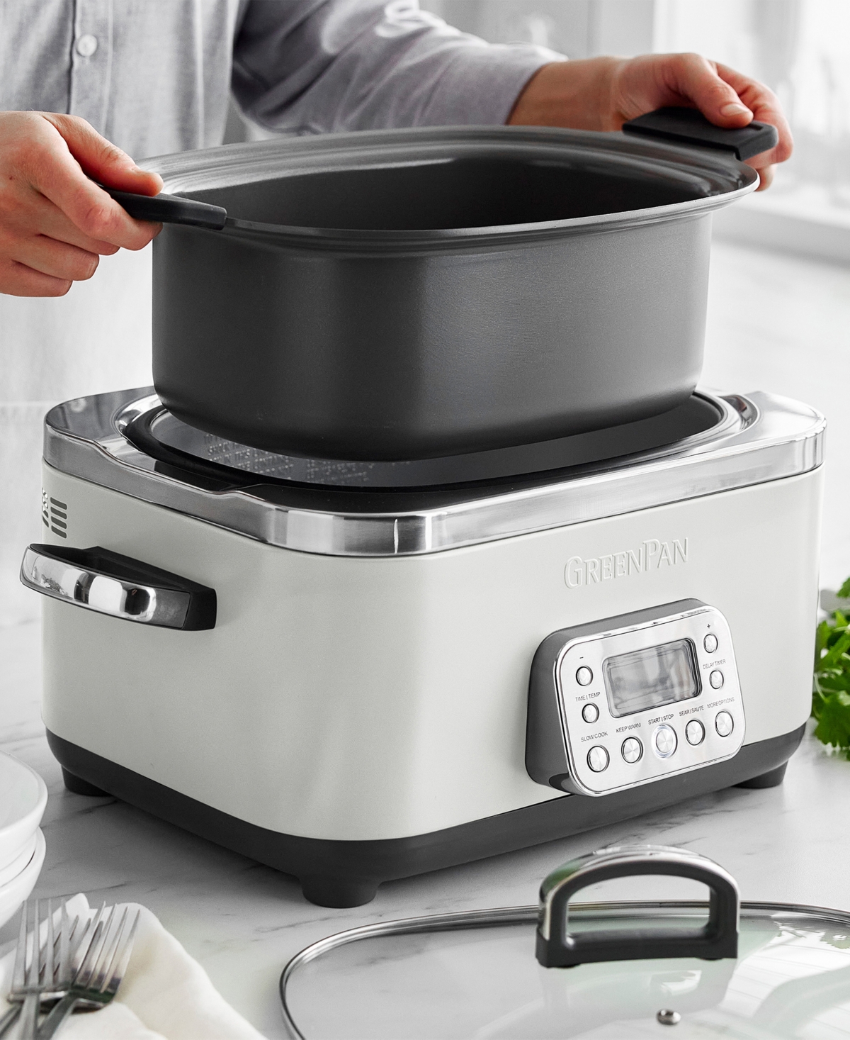 Greenpan Elite 6 Quart Ceramic Nonstick Slow Cooker In White
