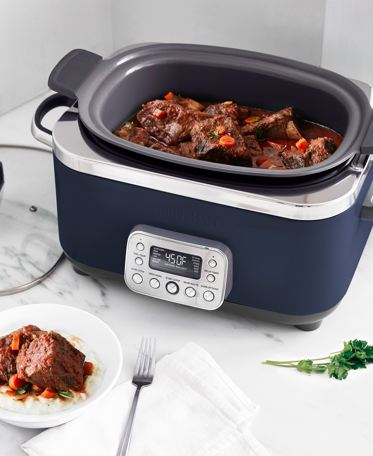 Greenpan Elite 6 Quart Ceramic Nonstick Slow Cooker In Blue