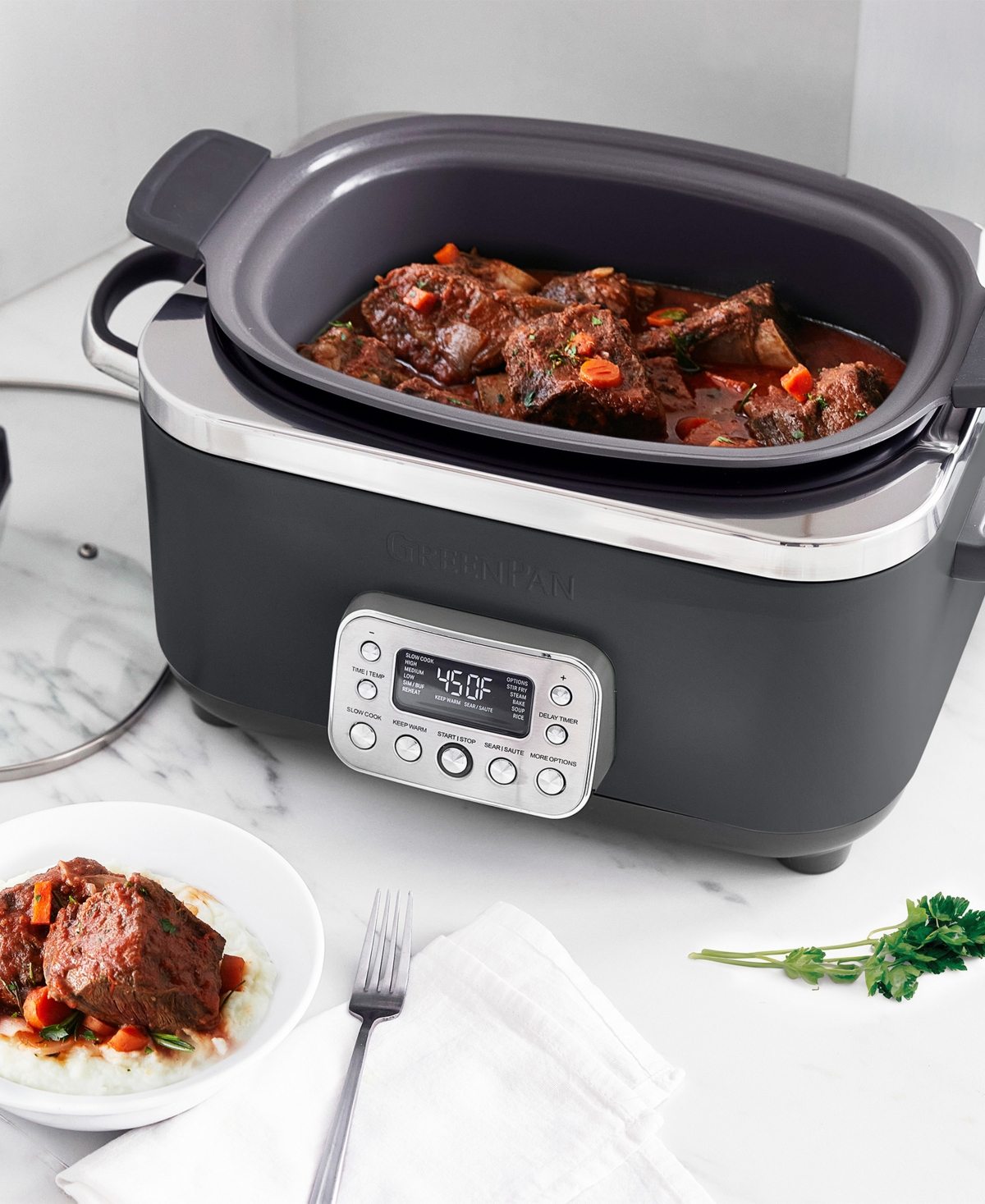 Greenpan Elite 6 Quart Ceramic Nonstick Slow Cooker In Black