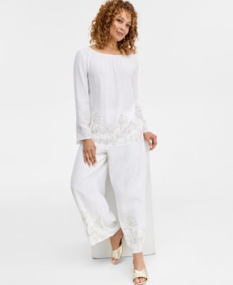Women's Embroidered Blouse & Pants, Macy's Exclusive