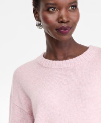 Women's Ribbed-Trim Crewneck Pullover Sweater, Macy's Exclusive