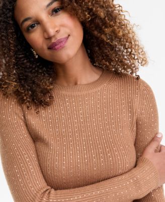 Women's Rhinestone Rib Sweater, Macy's Exclusive