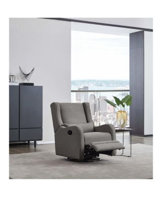 Elsa Fabric Manual Swivel Glider and Recliner in Harbor Gray