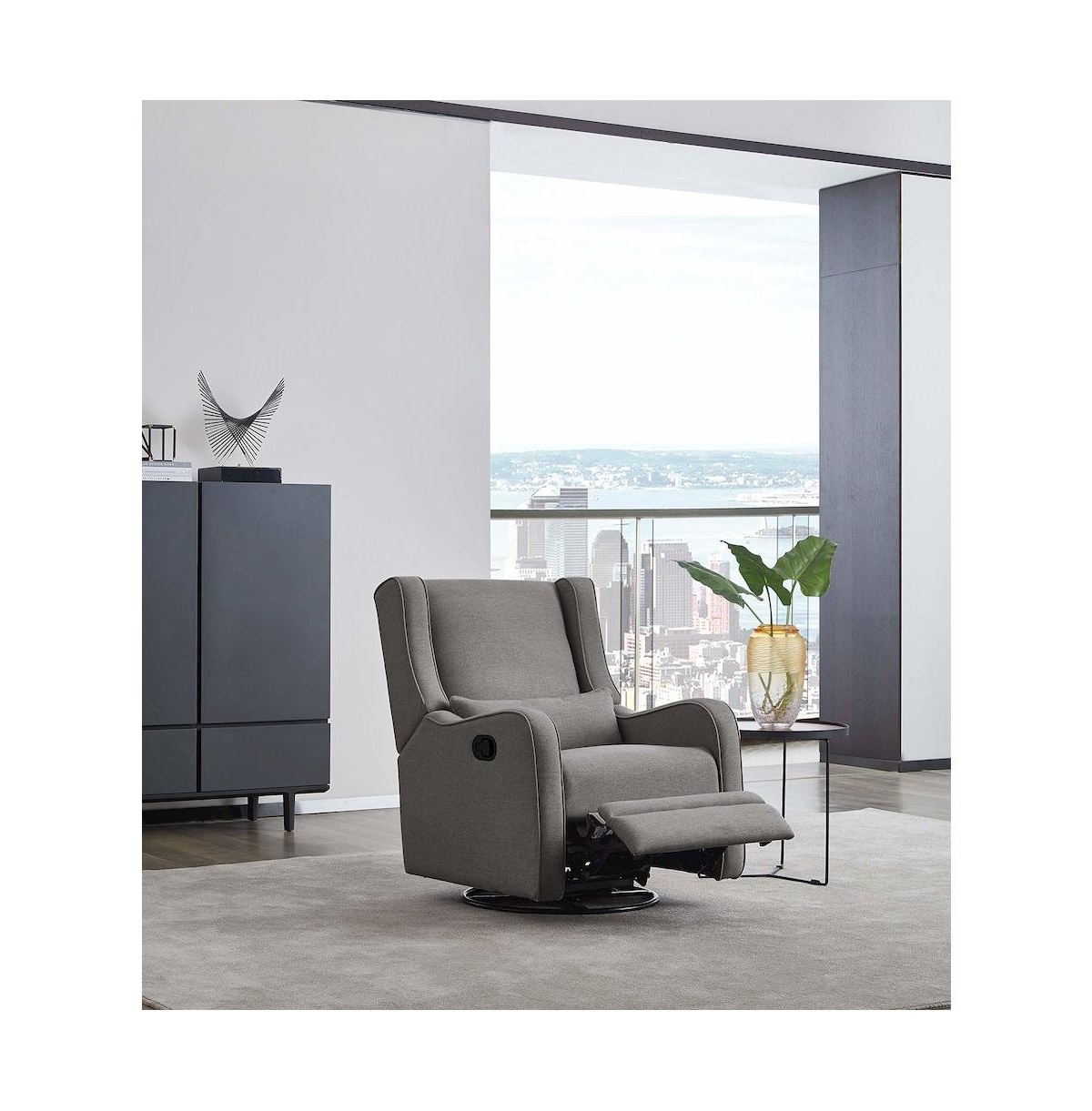 Westwood Design Elsa Fabric Manual Swivel Glider and Recliner in Harbor Gray