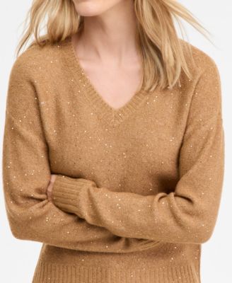Women's Roving Sequin V-Neck Sweater, Macy's Exclusive