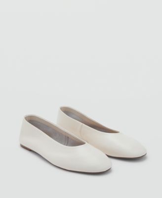 MANGO - Women's Leather Ballet Flats
