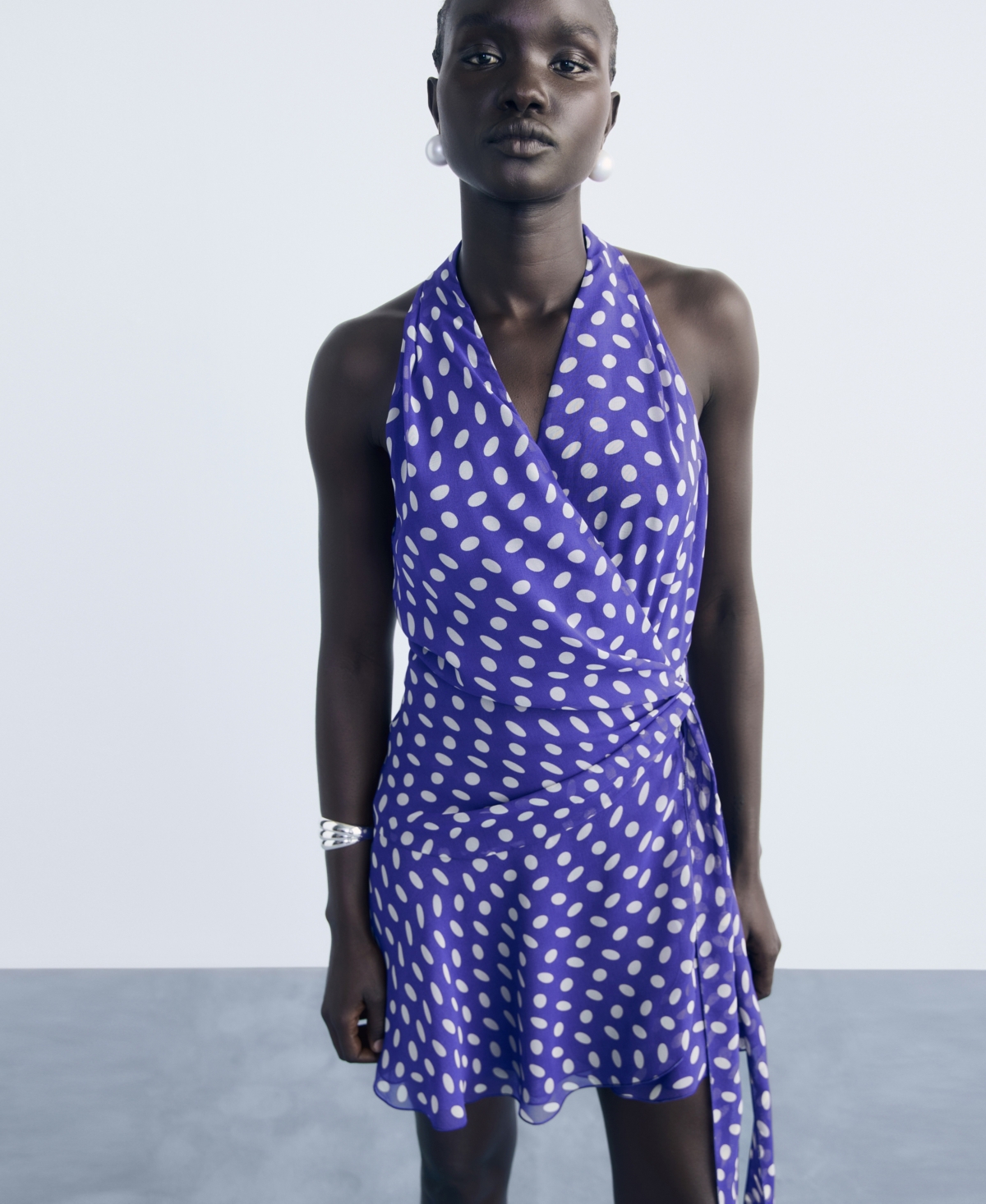 Mango Women's Dots Wrap Dress In Blue