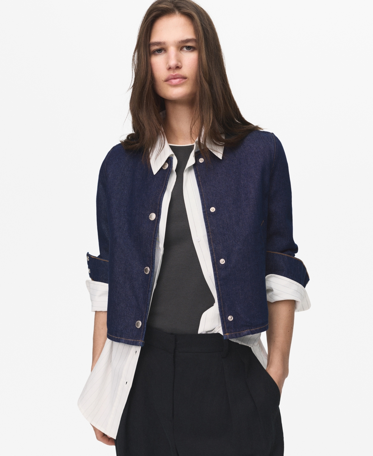 Mango Women's Denim Crop Jacket