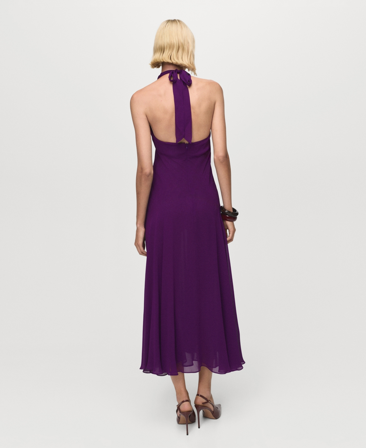 Mango Robe Longue Emmanchures Américaines Violet - Femme - Xl -  In Purple
