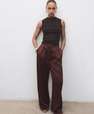 Women's Straight-Leg Crinkled-Effect Pants