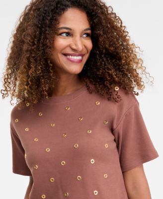 Women's Short-Sleeve Grommet Top, Macy's Exclusive