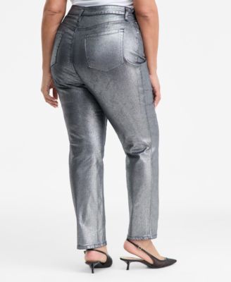 Plus Size Metallic Straight-Leg Jeans, Created for Macy's