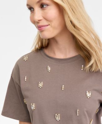 Women's Cotton Embellished Tee, Macy's Exclusive