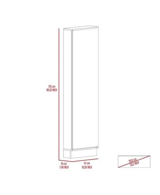 17.2'' Particle Board Charlotte Xl Shoe Rack, Five Interior Shelves, Mirror, Single Door Cabinet