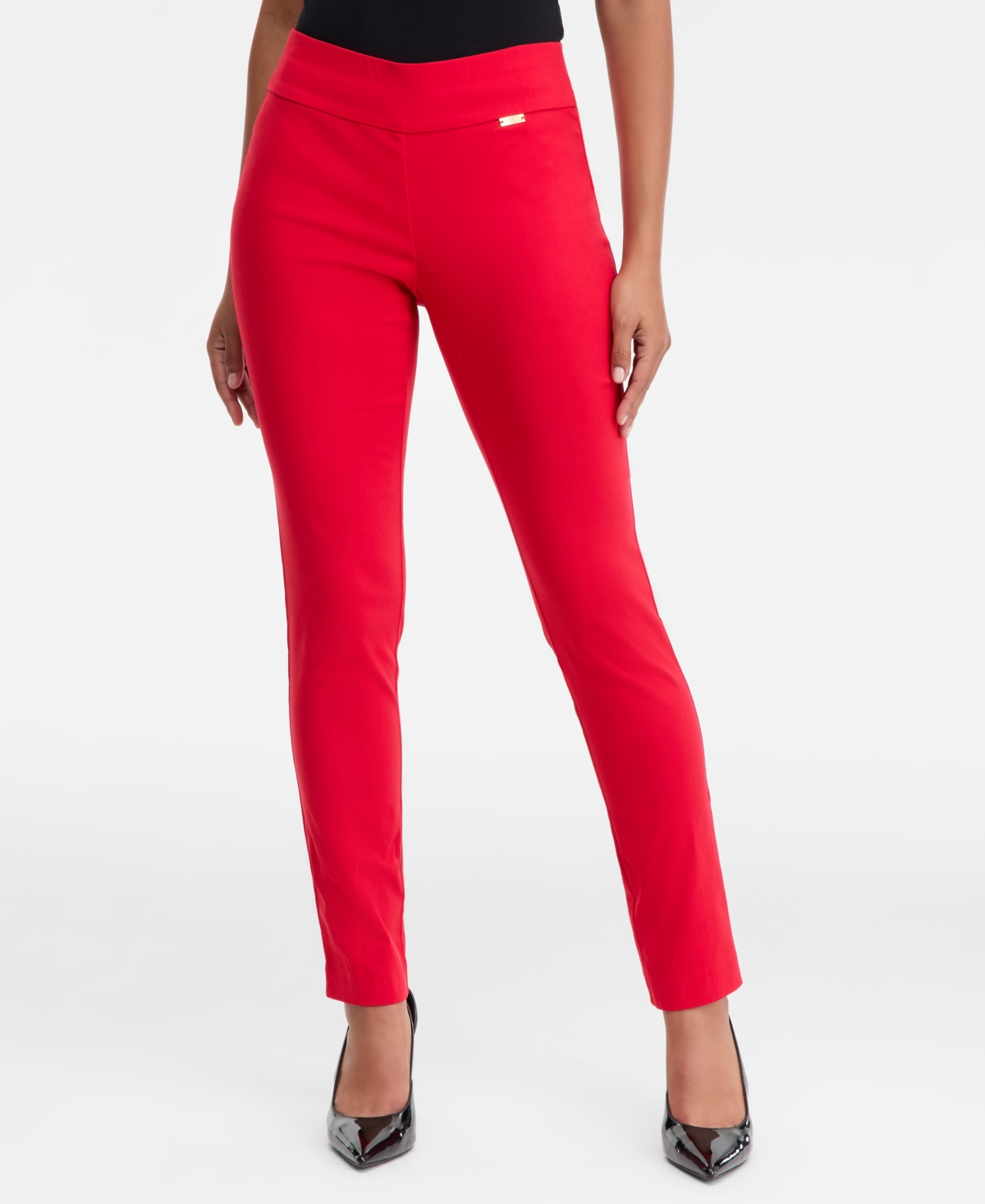 I.n.c. International Concepts Women's Mid-Rise Pull-On Skinny Pants, Created for Macy's - Real Red