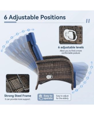 SleekArm Wicker 1-Piece Outdoor Chaise Lounge Chair, Patio Adjuestment Recliner with Olefin Cushion