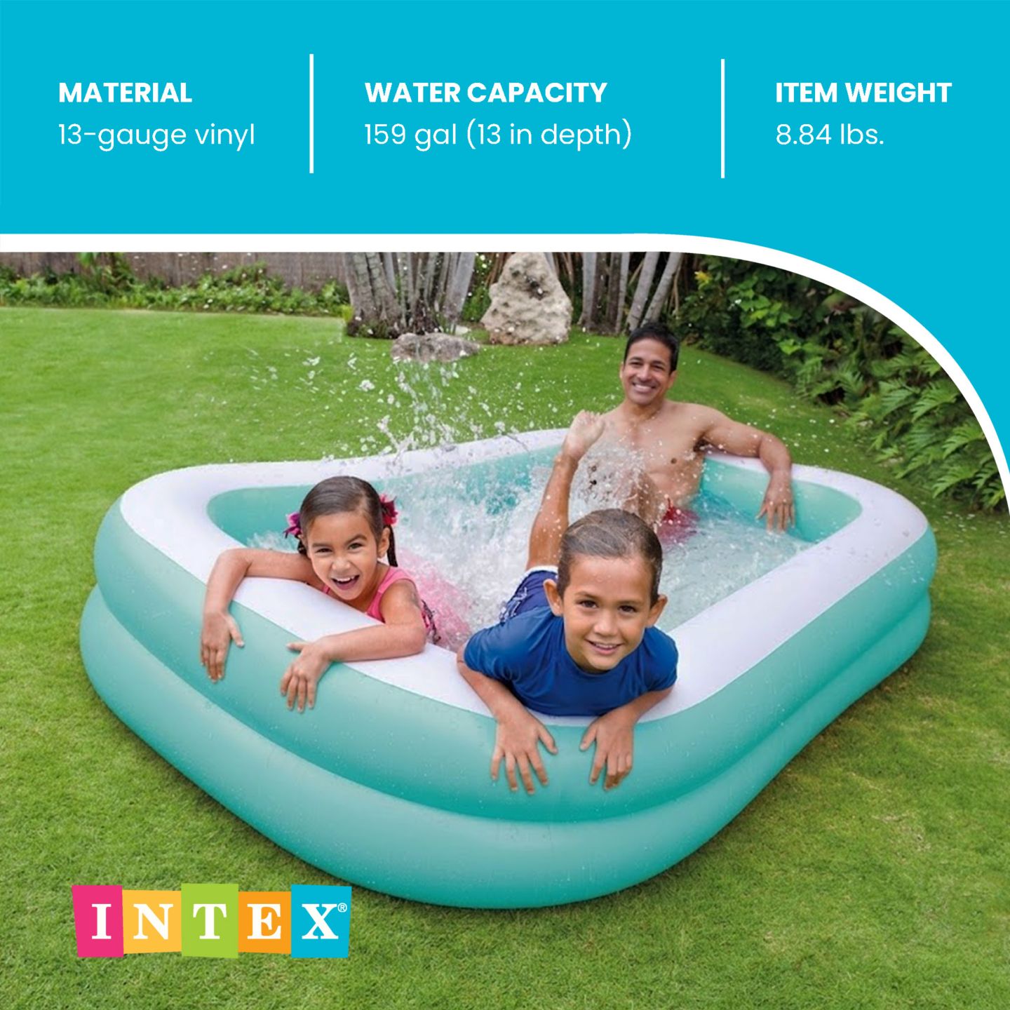 Детская игрушка Intex 57181EP Swim Center 7.5ft x 4.8ft x 18in Inflatable Kiddie Pool, 100-150 Gal, Ages 6+ — фото 2