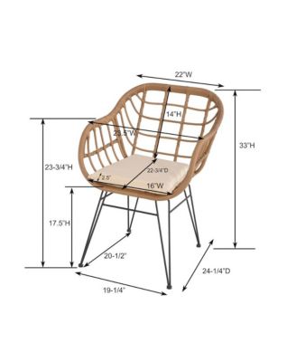 Faux Rattan Basket Chair Set With Mosiac Accent Table