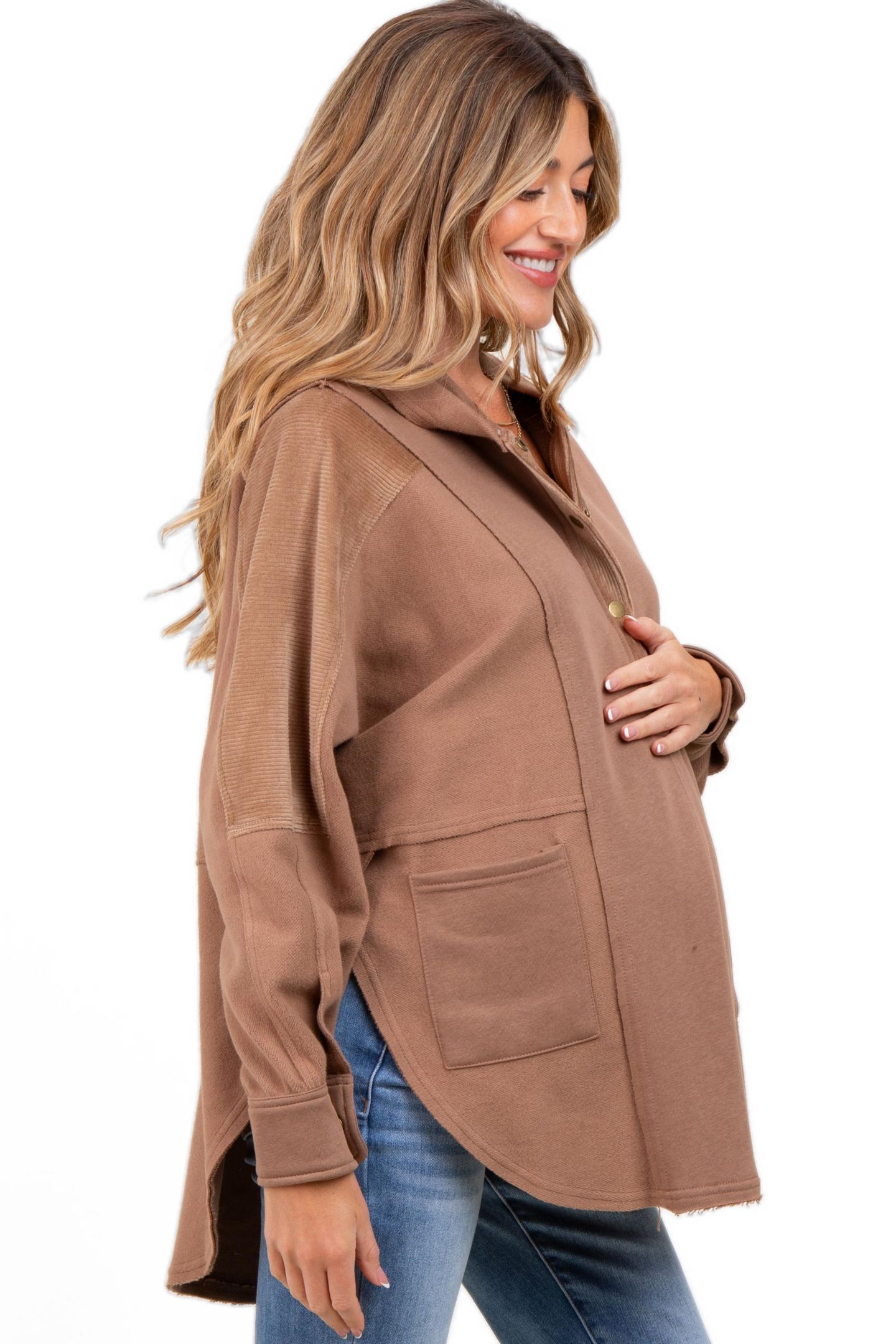 Женское худи Pinkblush Mocha Corduroy Contrast Oversized, цвет: Мокко — фото 3