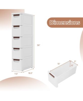 Drawer Rolling Organizer Unit Narrow Storage Cabinet with Built-In Wheels for Small Space
