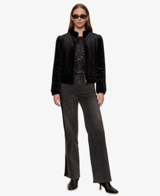 Women's Long Sleeve Quilted Velvet Jacket