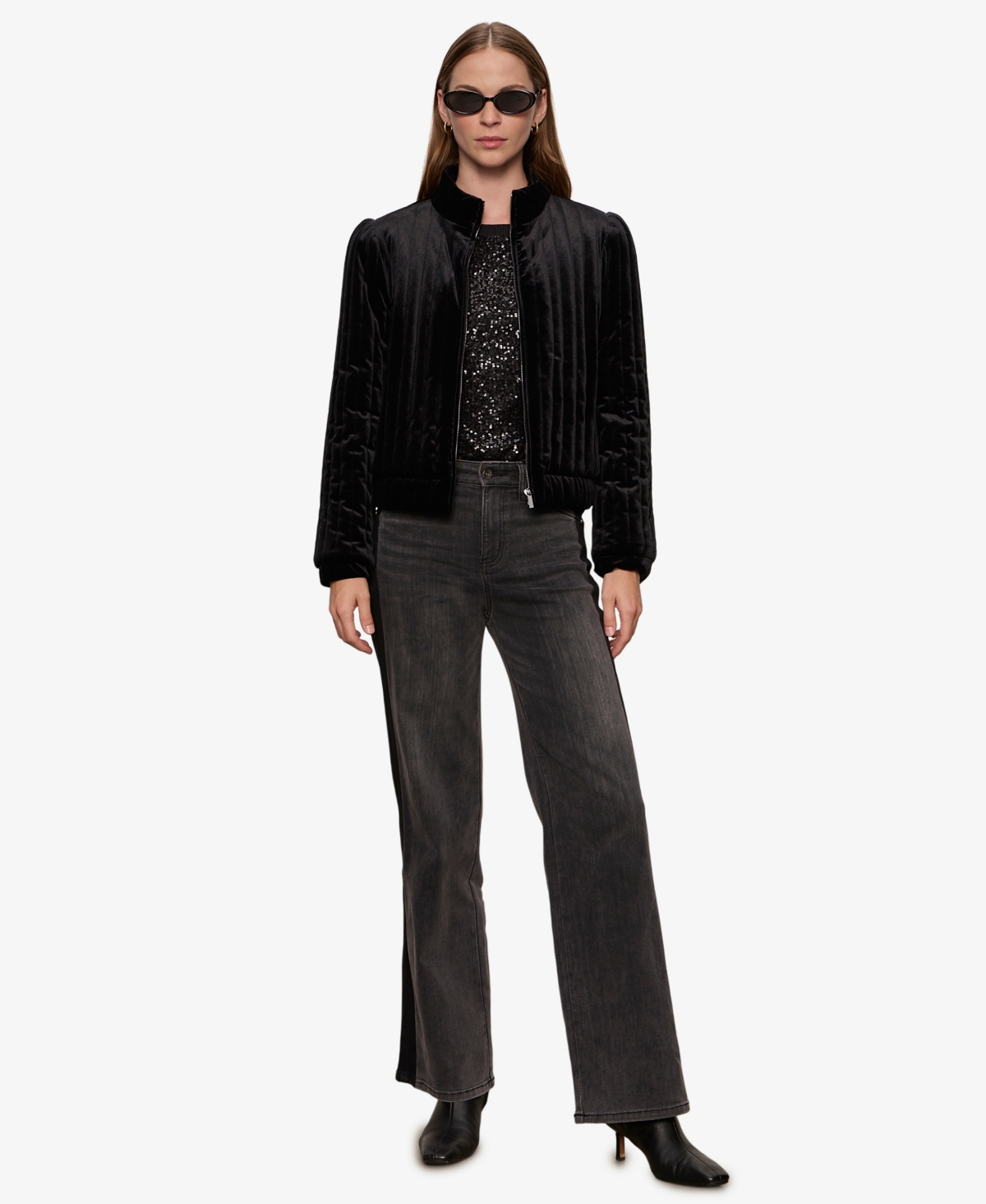 Sanctuary Quilted Velvet Jacket In Black