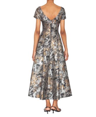 Women's V-Neck Jacquard High-Low Dress