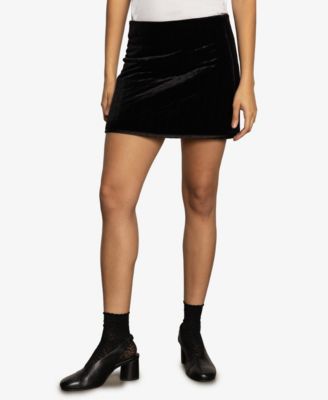 Women's Quilted Velvet Stretch Mini Skirt