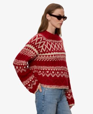 Women's Fair-Isle Crewneck Dropped-Shoulder Sweater