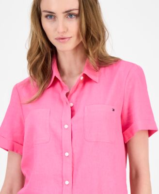 Women's Cuffed Short-Sleeve Camp Shirt