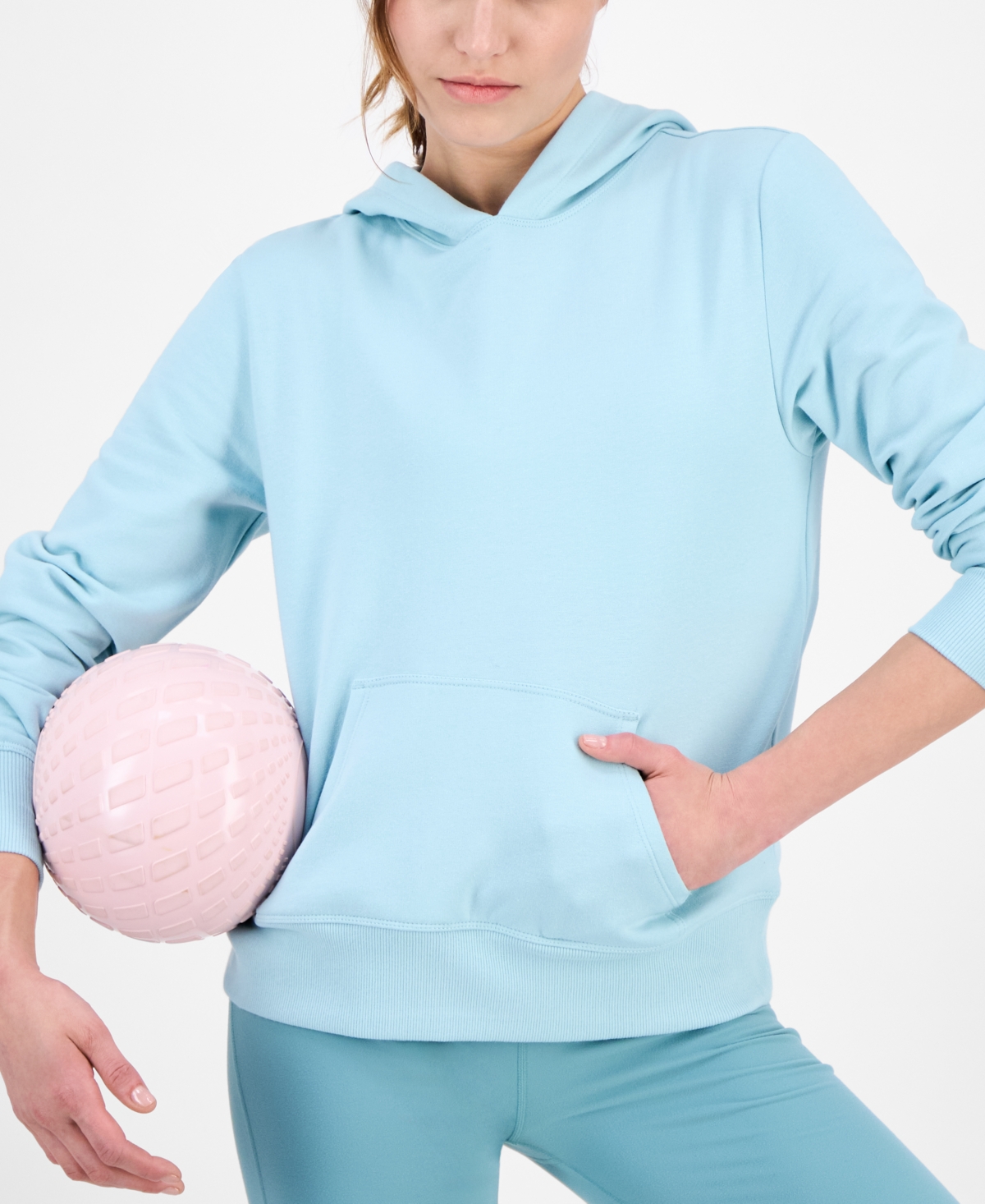 Id Ideology Women's Kangaroo-pocket Fleece Hoodie, Created For Macy's In Blue