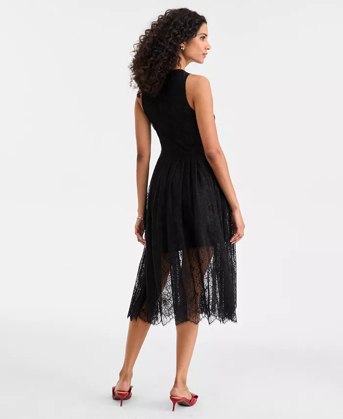 Women's Woven Lace Drop-Waist Midi Dress - thumbnail 3