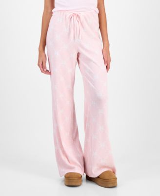 Juniors' Pointelle Drawstring Wide-Leg Lounge Pants