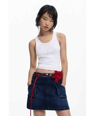 Women's Short denim skirt with belt